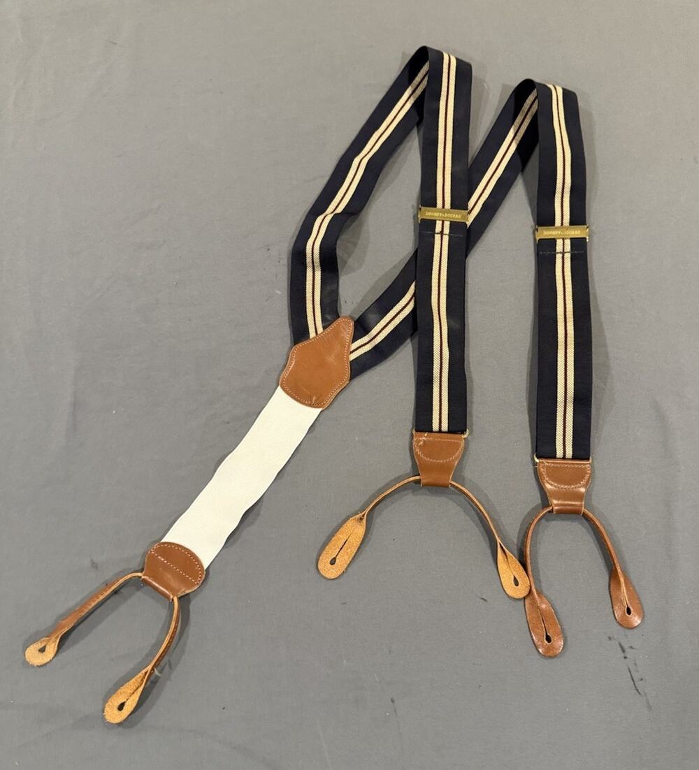 Dooney And Bourke Adjustable Striped Suspenders With Button Attachment